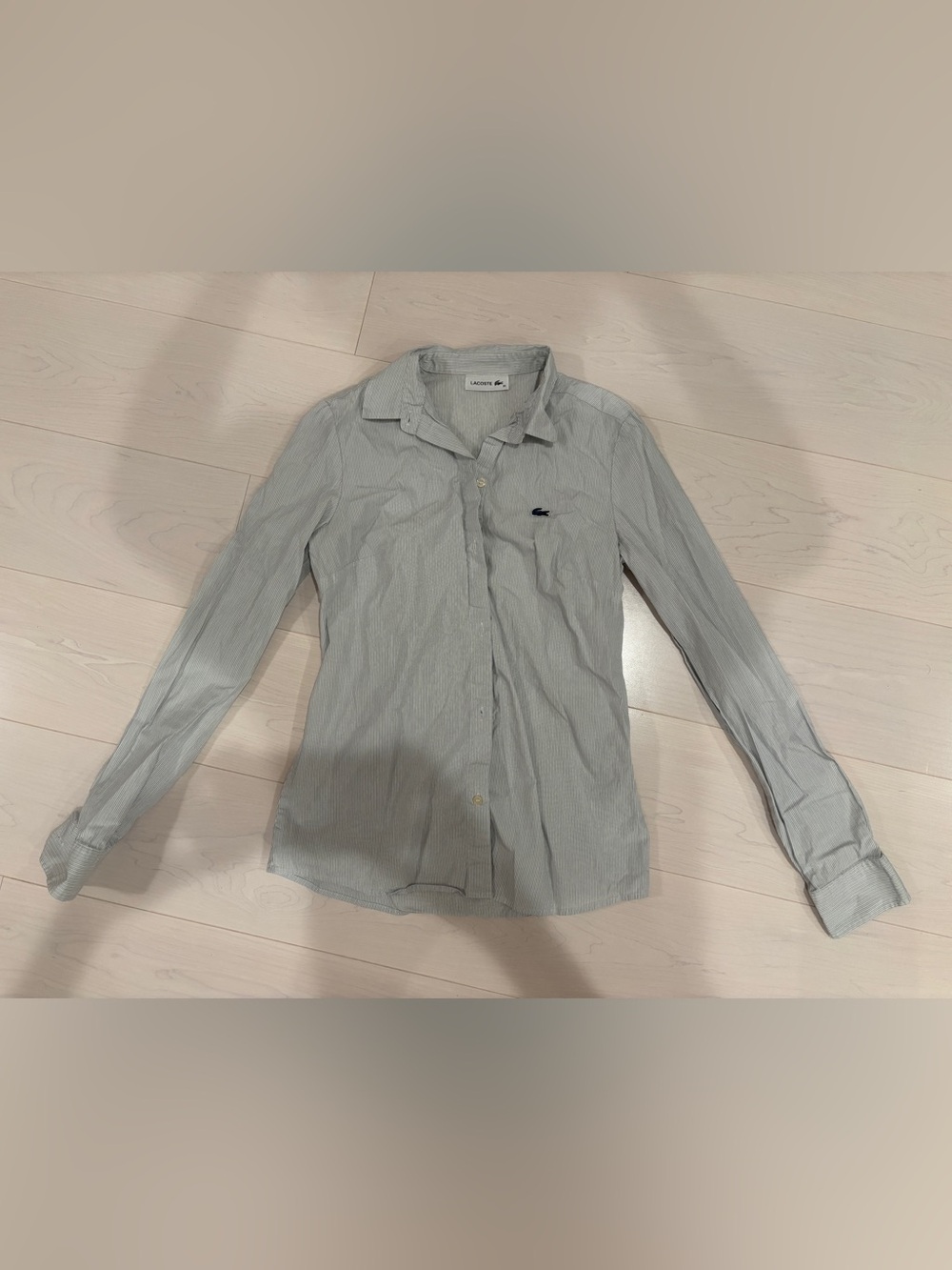 Lacoste Women's Light Blue Pinstripe Button-Down Shirt